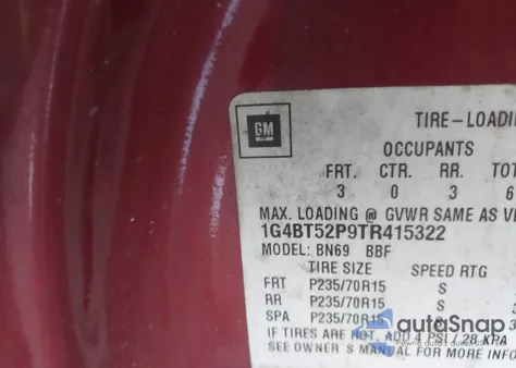 1996 Buick Roadmaster Limited из США, поврежденный, VIN 1G4BT52P9TR415322